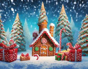 Gingerbread house with gifts