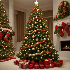 christmas tree and gifts,ai generated 