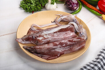 Raw fresh squid for grill