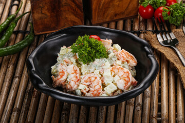 Russain mayonnaise salad with prawn