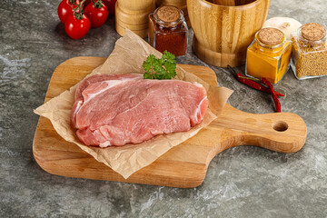 Raw pork schnitzel for cooking