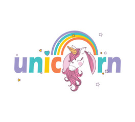 Unicorn vector design for girls shirt , gift pack , card and other