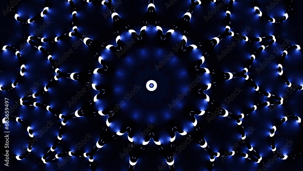 Poster black lines with pulses move in hypnotic pattern. design. glowing lines move in flow of circular pat