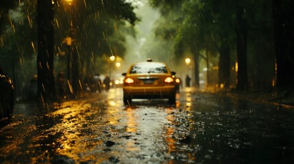 Car Riding Under Heavy Rainfall, Wallpaper Pictures, Background Hd 