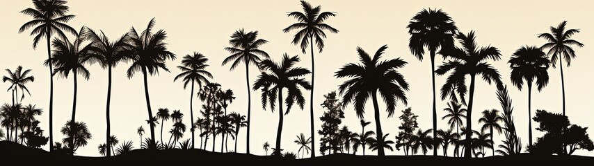 Tranquil Palm Tree Forest in Black and White