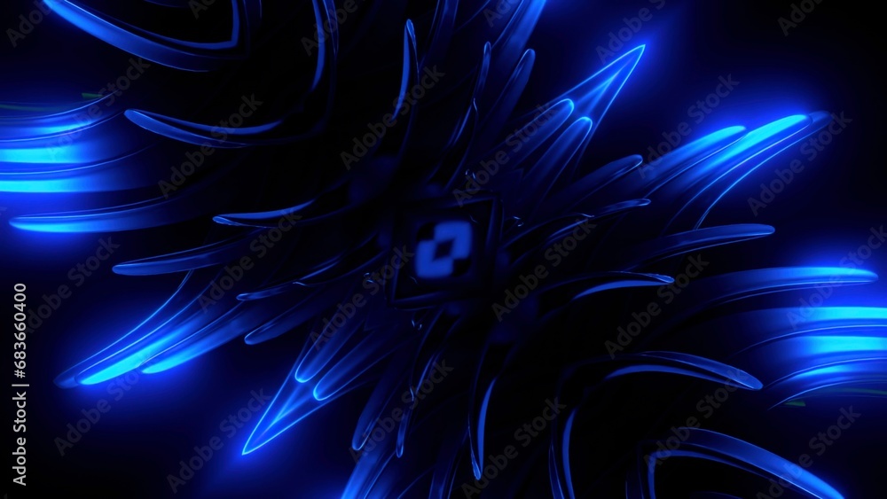 Poster animation with luminous hypnotic design. design. needle lines move in hypnotic construction. glowing