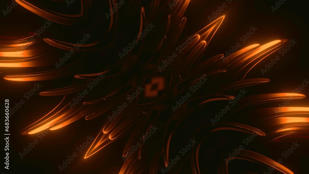 Poster animation with luminous hypnotic design. design. needle lines move in hypnotic construction. glowing