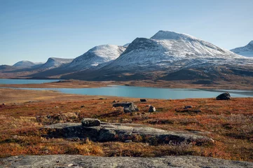 Gordijnen Autumn colors in the Swedish mountains on a sunny September day, Kiruna region, Swedish Lapland © Esa Ylisuvanto