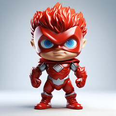 funny superhero 3D character, funny art with simple lines on white background