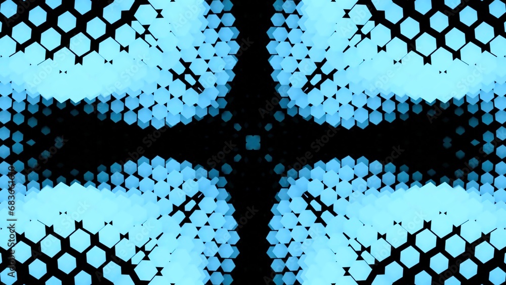 Poster abstract pattern of dots moving in waves. design. geometric points move in wave flows changing patte