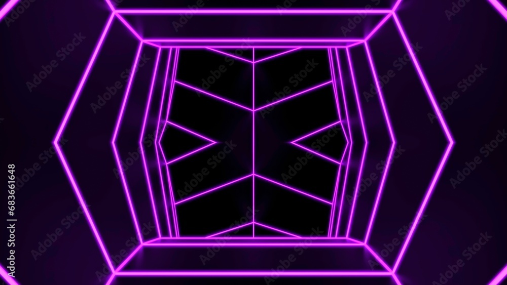 Poster abstract tunnel with moving linear pattern. design. linear animation with moving geometric tunnel. t
