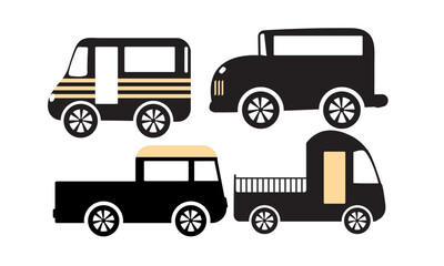 Classic transport vector set. black transports.