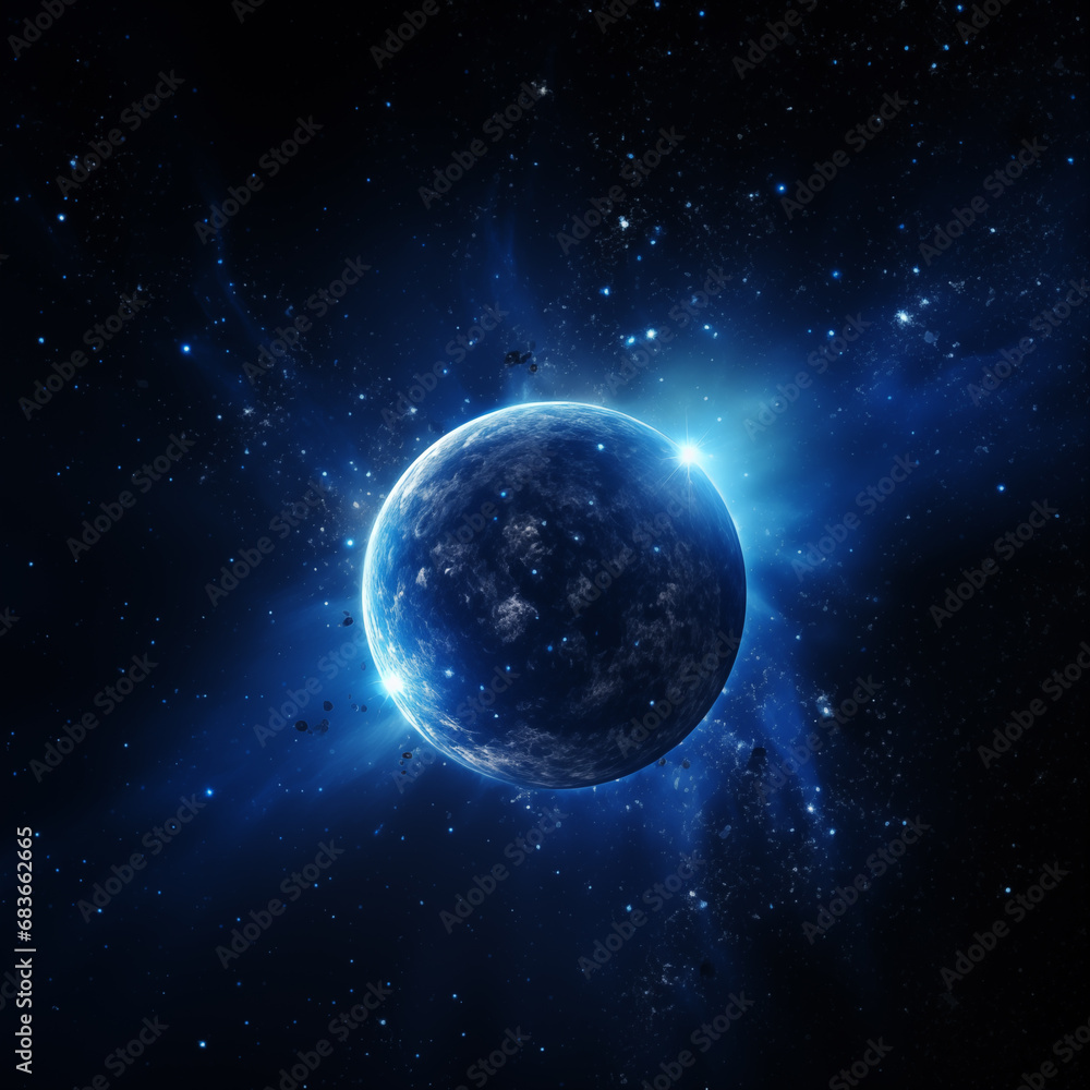 Poster earth and light in space,created with generative ai tecnology.