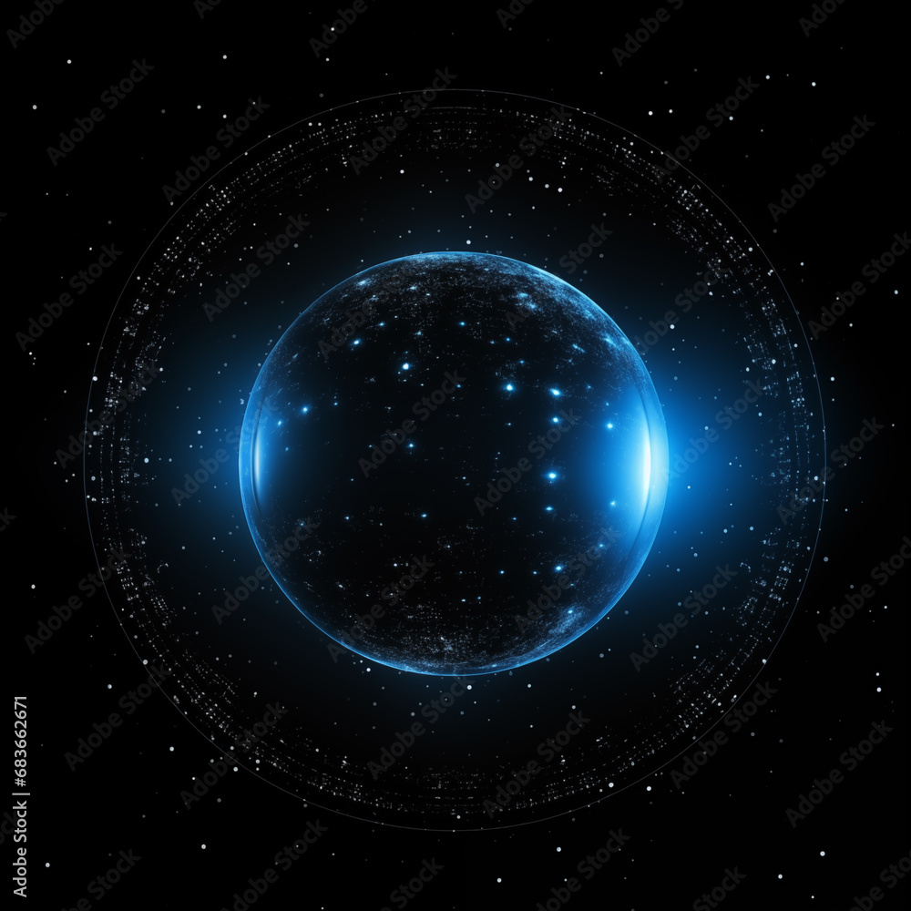 Poster earth and light in space,created with generative ai tecnology.