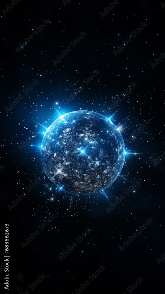 Poster earth and light in space,created with generative ai tecnology.