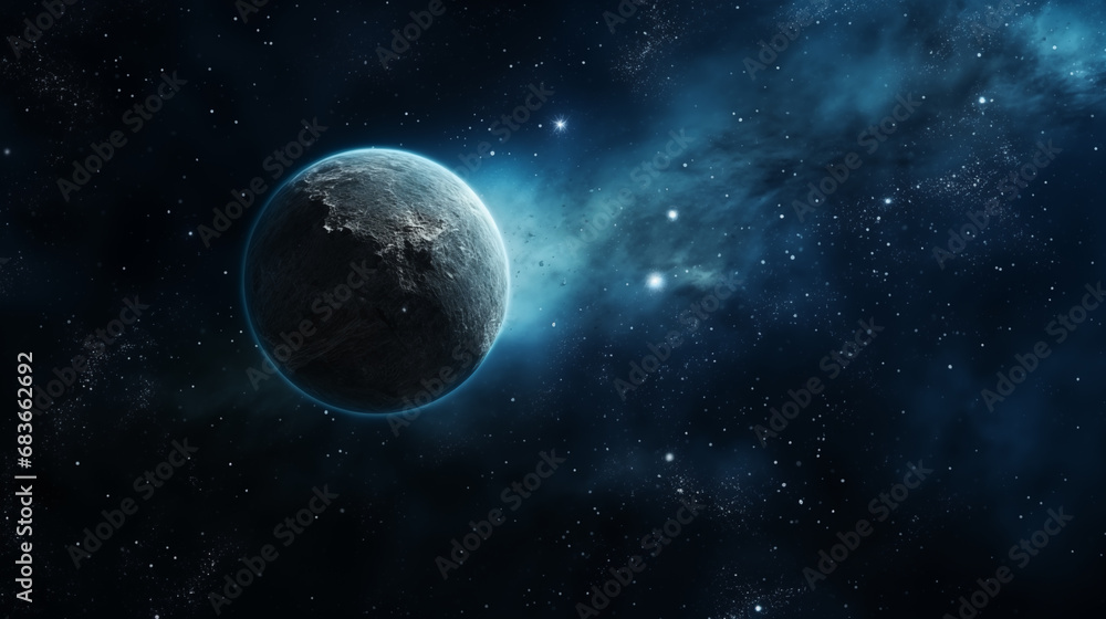 Wall mural earth and light in space,created with generative ai tecnology.