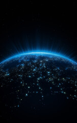 Earth and light in space,created with Generative AI tecnology.