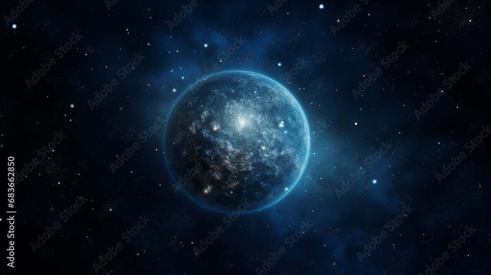 Sticker earth and light in space,created with generative ai tecnology.