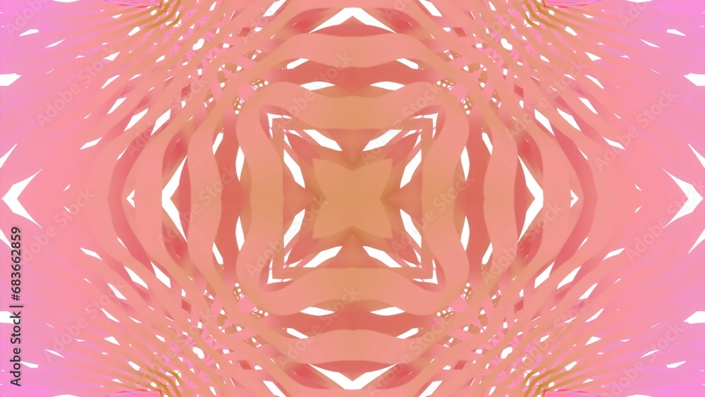 Poster Moving geometric pattern with kaleidoscopic lines. Design. Geometric pattern with wavy ribbon lines. Ribbon changing pattern in kaleidoscope style