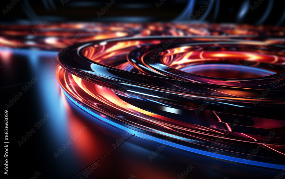 Poster fantasy color abstract curve graphics,created with generative ai tecnology.