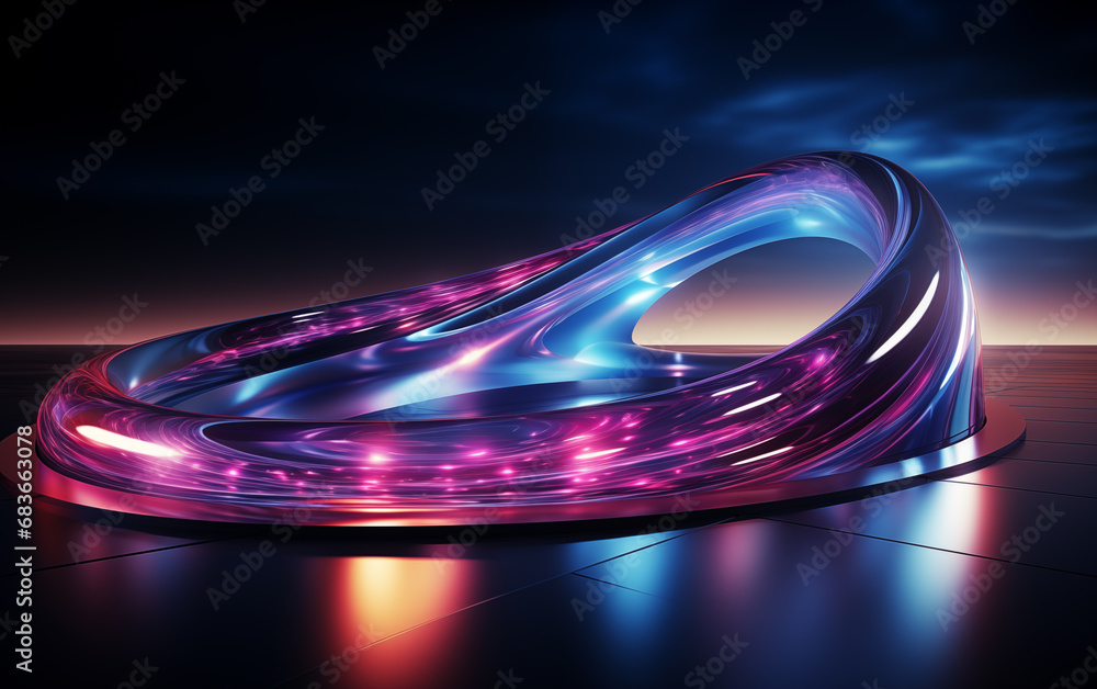Poster fantasy color abstract curve graphics,created with generative ai tecnology.