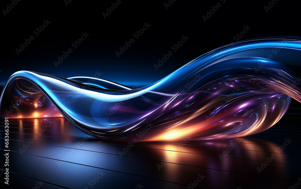 Poster fantasy color abstract curve graphics,created with generative ai tecnology.