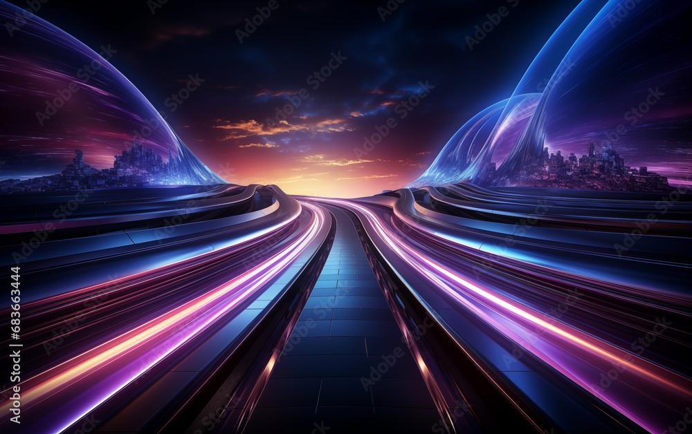 Poster fantasy color abstract symmetrical graphics,created with generative ai tecnology.