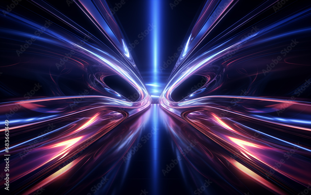 Poster fantasy color abstract symmetrical graphics,created with generative ai tecnology.