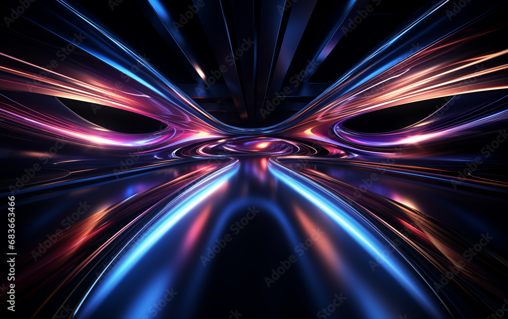 Poster fantasy color abstract symmetrical graphics,created with generative ai tecnology.