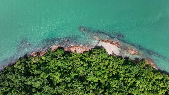 Beautiful sea surface, Amazing sea waves crashing on rocks seascape in Phuket island Thailand, Aerial view drone 4k High quality ocean footage background