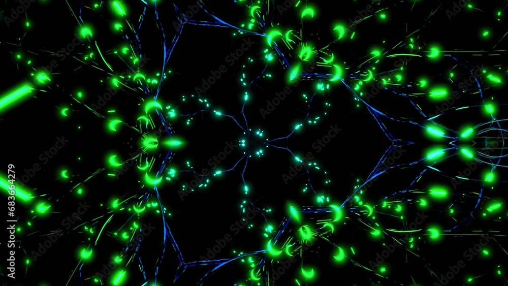 Poster musical pattern with glowing lines on black background. design. beautiful shimmering pattern with lu