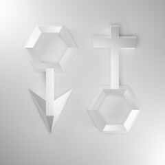 Obraz premium gender symbol on white background , icon man and woman , 3d render