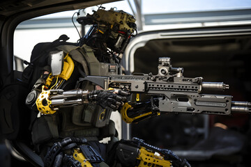 Fototapeta premium military humanoid combat robot concept