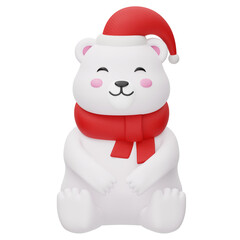 Happy Winter Polar Bear 3D Icon