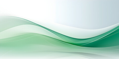 Abstract flowing white and green background, geometric pattern of waves - Architectural, financial, corporate and business brochure template