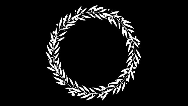 Christmas plant and berry animated circle wreath Alpha Matte