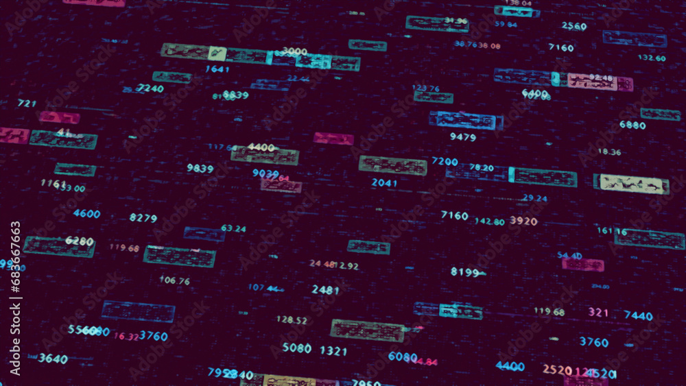 Poster animated computer chipset pattern, 3d futuristic technology background. animation. flying blocks of 