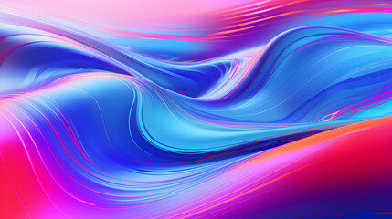 Fototapeta premium Holographic Neon Fluid Waves, colorful wallpaper, digital header, futuristic background, generative ai