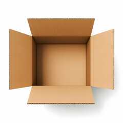 Open rectangle cardboard box isolated on white background, top view, generative ai