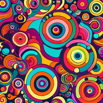 Colorful circles shapes psychedelic graffiti abstract background digital wallpaper asymmetric 