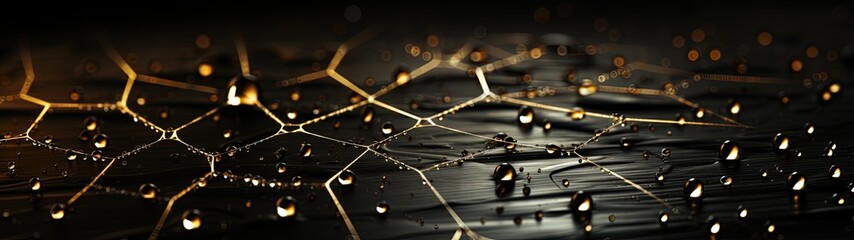 Golden Network: A Luxurious and Elegant Web-Like Structure with Shimmering Droplets