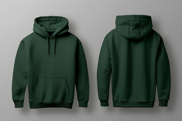 Fashion green spruce color hoodie mockup. Space for design, print and showcasing. Generate Ai.