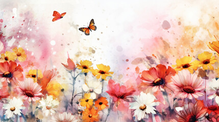 Obraz na płótnie Canvas Beautiful watercolor floral background