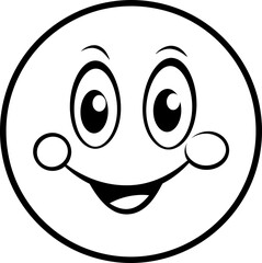 Naklejka premium Cute emoji coloring page black and white
