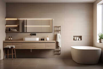 Fototapeta na wymiar Bathroom minimalism decor interior, modern elegant bath