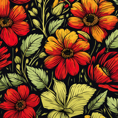 Flowers with leaves, floral compilation.