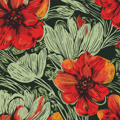 Flowers with leaves, floral compilation.