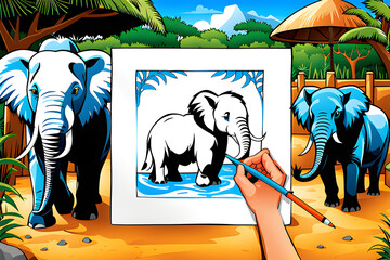 Draw an elephant in the zoo. Gerarative AI