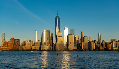 panorama of new york city of america. skyscraper building of nyc. ny city architecture. midtown...