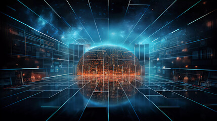 Versatile digital backdrop for technology, AI, storage, sound, graphics, education